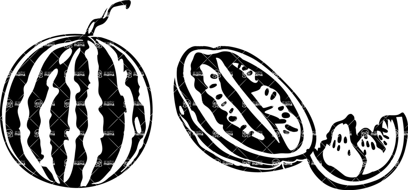 Vector silhouettes - Vector Watermelon Silhouettes Set